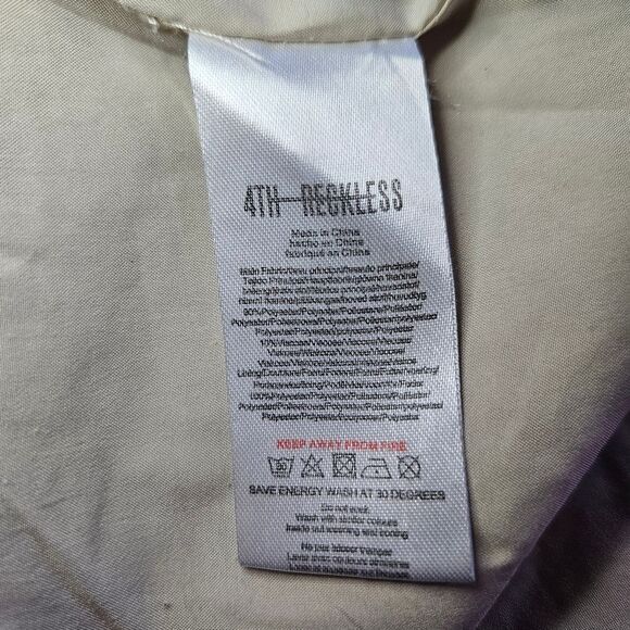 4th + Reckless Seana Boxy Long Line Oversize Menswear Inspired Trench Coat Tan M - Picture 11 of 12